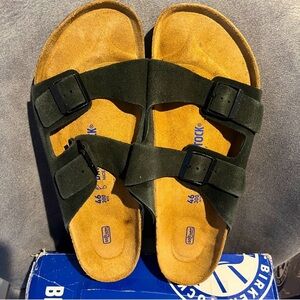 Birkenstock Men’s Arizona Black Sandals Soft Footbed Suede Leather Size 13 US